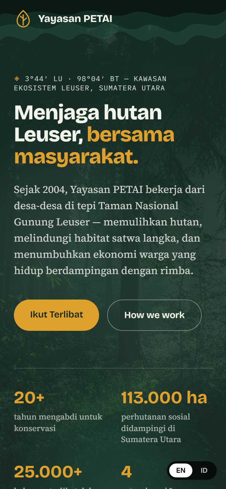 Hutan Lestari — tampilan HP