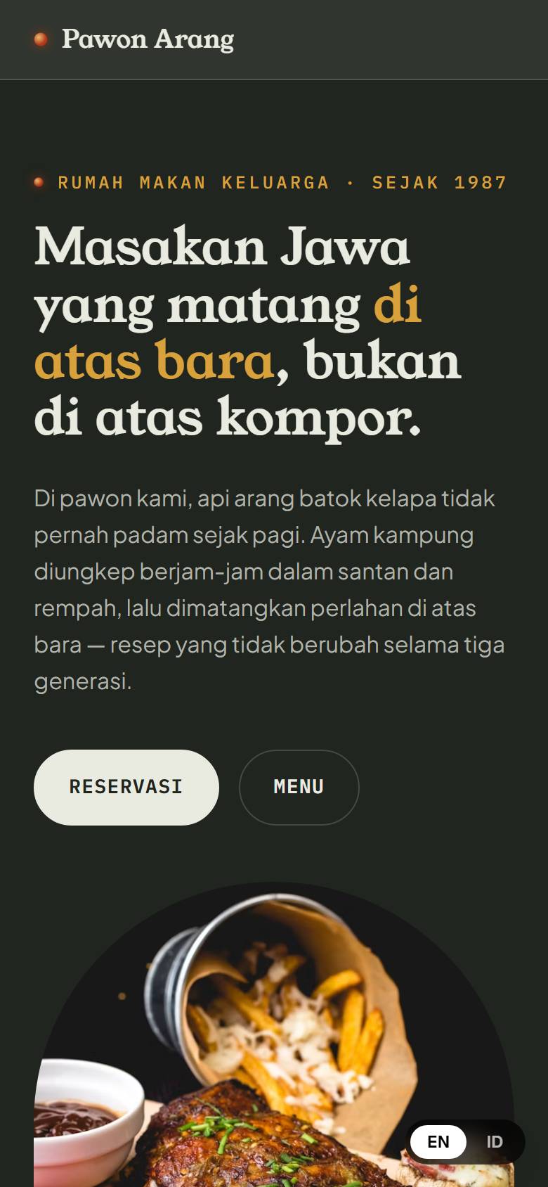 Pawon Arang — tampilan HP