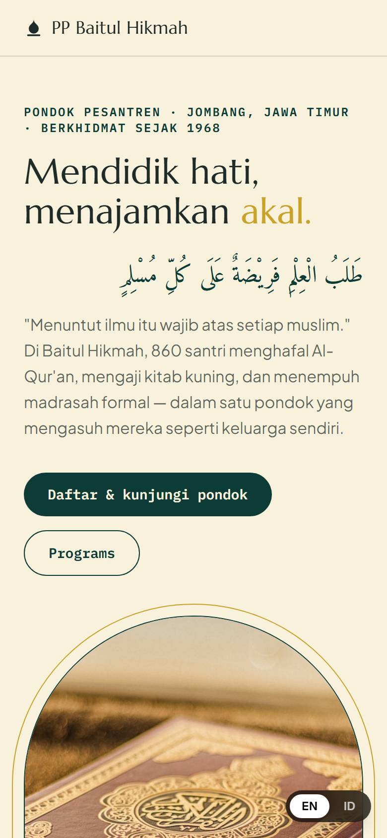 Pesantren Mihrab — tampilan HP
